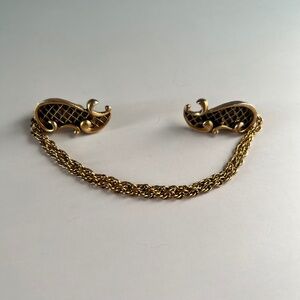 Vintage Tortolani Gold Tone Sweater Guard Clip Chain Brooch